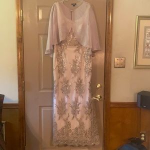 SL Fashions NY Rose Gold Sequin Dress Size 16